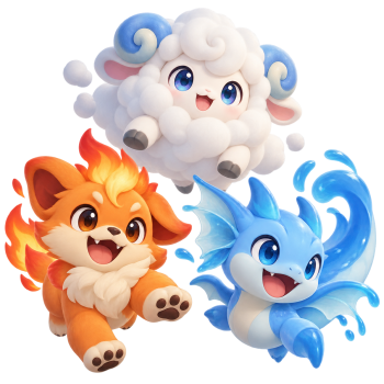 Bailite Blazen Celestis and Flamerion Aniimo creatures