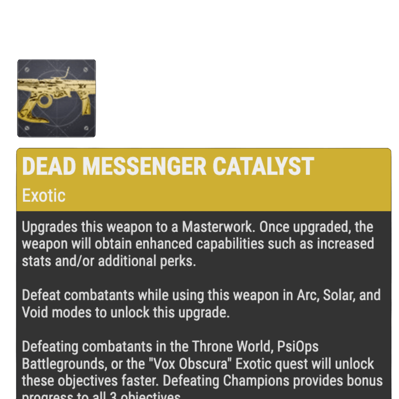 Dead Messenger Catalyst boost