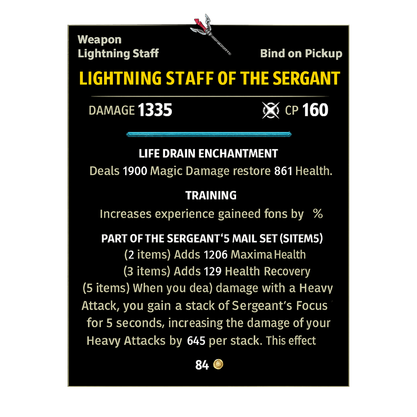 Sergeant Lightning Staff boost